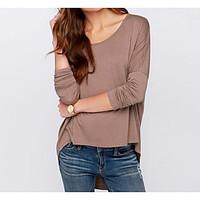 womens casualdaily simple t shirt solid round neck long sleeve polyest ...