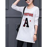 womens going out simple t shirt print letter round neck long sleeve co ...