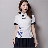 womens casualdaily vintage summer t shirt solid print round neck short ...