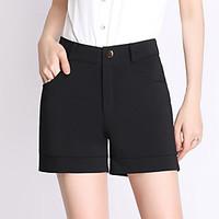 womens mid rise micro elastic shorts pants simple wide leg solid