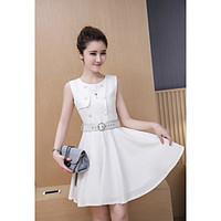 womens casualdaily a line dress solid round neck above knee sleeveless ...