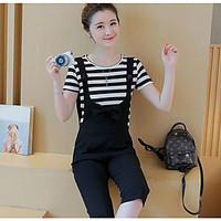 womens casualdaily simple summer t shirt pant suits solid round neck s ...