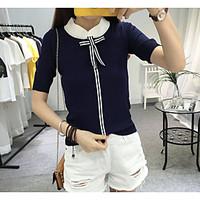 womens casualdaily simple t shirt solid striped round neck short sleev ...