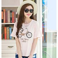 womens going out casualdaily cute t shirt print letter round neck shor ...