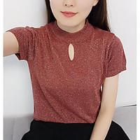 womens casualdaily simple t shirt solid round neck short sleeve cotton ...