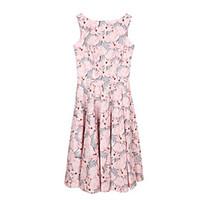 Women\'s Going out Sophisticated A Line Dress, Floral Round Neck Midi Short Sleeve Polyester Summer Mid Rise Micro-elastic Thin
