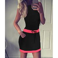 womens casualdaily bodycon dress solid round neck above knee sleeveles ...