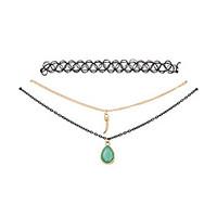 Women\'s Choker Necklaces Pendant Necklaces Resin Alloy Drop Adorable Tassels Black Green Jewelry Wedding Party Daily Casual 1set