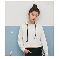 womens casualdaily hoodie solid round neck micro elastic cotton long s ...