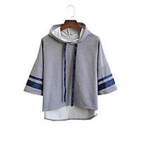 womens casualdaily simple t shirt color block hooded sleeve cotton