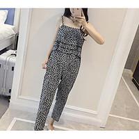 womens holiday cute summer blouse pant suits print strap sleeveless ch ...