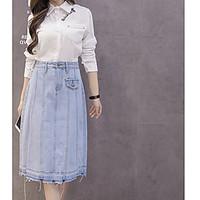 womens mid rise casualdaily midi skirts swing solid summer