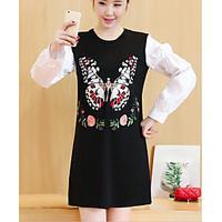 womens beach holiday sexy cute sheath dress solid floral round neck ab ...