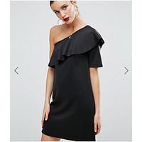 womens going out sexy a line dress solid one shoulder above knee short ...