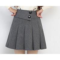 Women\'s Casual/Daily Above Knee Skirts, Active Trumpet/Mermaid Pleated Solid Fall Winter