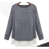 womens casualdaily sophisticated blouse solid round neck long sleeve s ...