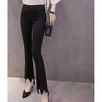 womens high rise micro elastic chinos pants simple bootcut solid