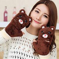 womens the bear shape removable lamb fur fingertips wrist length anima ...