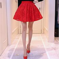 womens swing solid cut out skirts casualdaily simple mid rise knee len ...