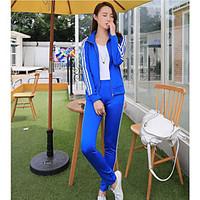 womens sports simple active hoodie pant suits solid stand half sleeve  ...