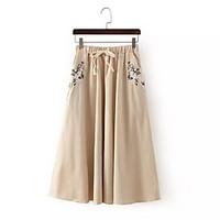 womens swing solid skirts casualdaily simple mid rise midi drawstring  ...