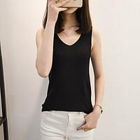 womens daily casual sexy tank top solid round neck sleeveless cotton