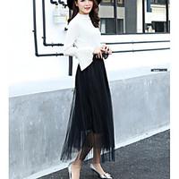 womens high rise casualdaily midi skirts a line solid spring summer