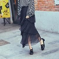 womens mid rise casualdaily midi skirts vintage swing tulle solid summ ...