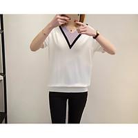 womens daily vintage t shirt solid round neck short sleeve cotton