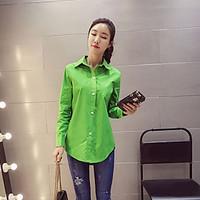 womens officecareer casual simple shirt solid shirt collar long sleeve ...