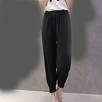 womens high rise micro elastic chinos pants street chic loose wide leg ...