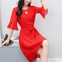 womens plus size going out party street chic loose chiffon dress solid ...