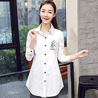 womens officecareer casual simple shirt solid shirt collar long sleeve ...