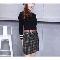 womens mini skirts vintage street chic a line pure color solid color b ...