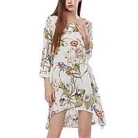 womens going out beach party boho chiffon dress floral round neck asym ...