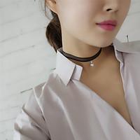 Women\'s Choker Necklaces Tattoo Choker Pearl Imitation Pearl Flannelette Tattoo Style Fashion Black Jewelry Party Daily Casual 1pc