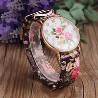 Women\'s Fashion Flower Pattern PU Band Quartz Watch Cool Watches Unique Watches