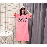 womens going out casualdaily shift dress letter round neck midi length ...