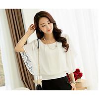 womens casualdaily simple blouse solid round neck short sleeve polyest ...