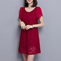 womens plus sizegoing out sexystreet chic lace dress solid round neck  ...