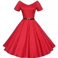 womens party simple skater dress solid v neck above knee short sleeve  ...