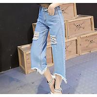 womens high rise inelastic jeans pants simple wide leg solid