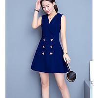 womens casualdaily simple a line dress solid v neck mini sleeveless co ...