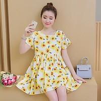 womens going out casualdaily cute loose sheath dress floral round neck ...