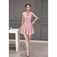 womens going out party cute sophisticated a line dress solid round nec ...