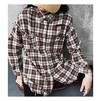 Women\'s Casual/Daily Simple Spring Summer Shirt, Print Shirt Collar Long Sleeve Cotton Thin