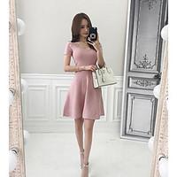 womens going out casualdaily a line dress solid u neck above knee shor ...