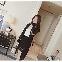 womens going out casualdaily simple summer coat solid shawl lapel long ...