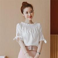 womens casualdaily simple t shirt solid boat neck short sleeve cotton