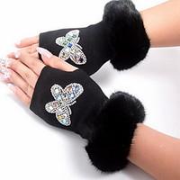 Women Acrylic Half Finger Wrist Length Winter